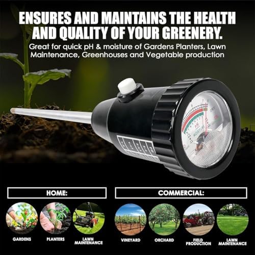 Soil PH Meter,Waterproof Soil PH Moisture Meter Tester,295mm Long Electrode Probe,Self Powered Meter No Battery Needed,for Indoor & Outdoor Plants, Garden, Lawn, Farm - Image 5
