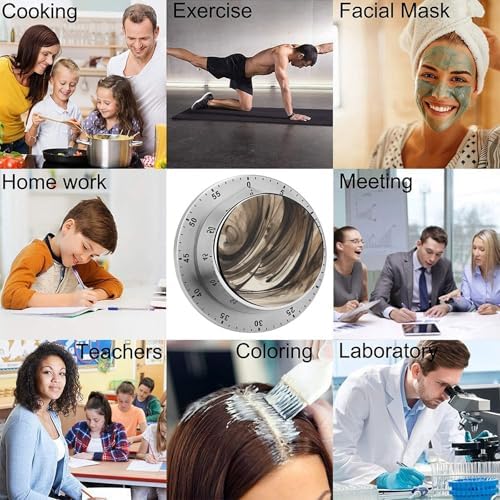 Mechanical Kitchen Timers for Cooking,Brown Ink Drawing Printed 60 Minute Magnetic Countdown Timer,Cute Cooking Timers with Alarm,Stainless Steel Time Timer Manual No Batteries Required - Image 5