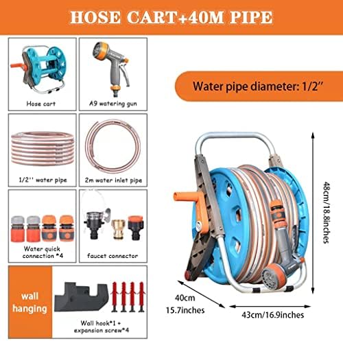 Hose Reel Cart Garden Hose Reels for Outside Retractable Multifunctional Wall Mounted Hose Cart, Garden Hosemobile with Water Gun, Car Wash Tool Set, Pipe Storage Rack (Color : A, Size : Hose Cart+4 - Image 6