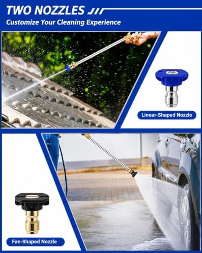 2026 Upgraded Jet Nozzle Power Washer for Garden Hose Includes 2 High-Pressure Nozzles 2× Rubber O‑ring seal 1x plumber's tape and Quick Connectors | Hydro Jet High Pressure Washer Tools - Image 5