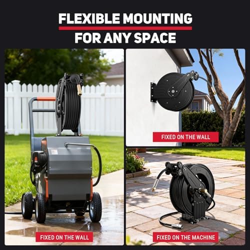 Pressure Washer Hose Reel 3/8" x 50 ft, Retractable Reel Only - Image 5