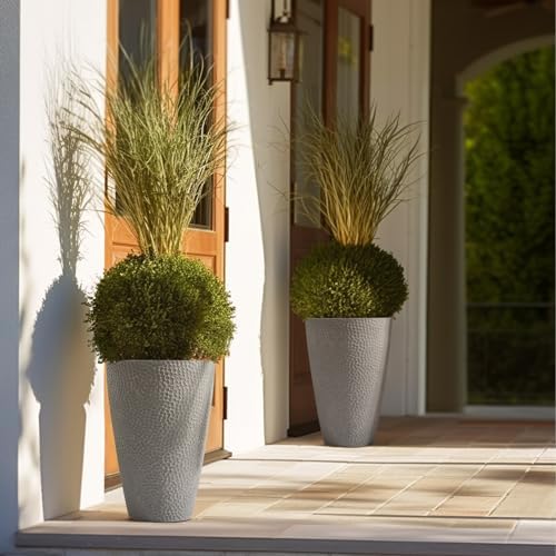 LA JOLIE MUSE Tall Outdoor Round Planter Set of 2, 20 Inch Large Flower Pot - Image 2