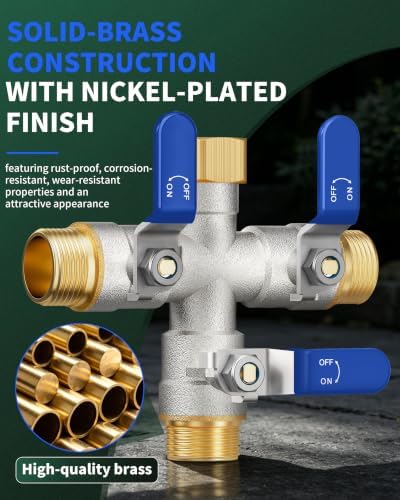 3 Way Hose Splitter, Heavy Duty Brass Garden Water Hose Splitter - Image 6