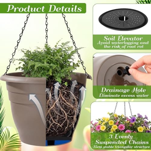 20 Pack Hanging Planter Basket 10 Inch with Drainage Tray - Image 3