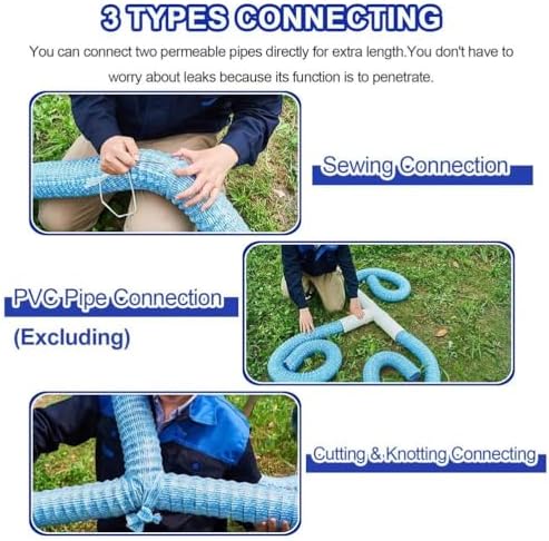 2/3/4/6/8/10/12 Inch Diameter Soft Infiltration French Drain Pipe Non Woven Fabric Flexible Drainage Pipes for Outside Yard/Road Shoulder Corrugated Drain Hose,L 8m(26.2ft),3in - Image 5