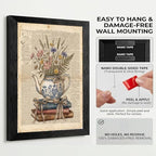 Framed Canvas Wall Art Vintage Teapot and Wildflowers Earthy Sepia Watercolor Book Page Canvas Print Poster Black Frame Wall Decor for Kitchen Bedroom Cottagecore Art, Rustic Decor - 24x36 Inch - Image 3