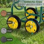 Goplus Garden Hose Reel Cart, 330ft 5/8" or 400ft 1/2" Large Capacity, Heavy-Duty Metal Hose Cart w/4 Wheels, Portable Water Hose Organizer for Outdoor Yard Planting Lawn - Image 4