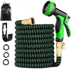 100 ft Expandable Garden Hose - Kink Free Flexible Water Hose 100ft with 10 Pattern Spray Nozzle, 3/4 Solid Brass Connectors, Retractable Latex Core - Lightweight Expanding Hose by tyrellso