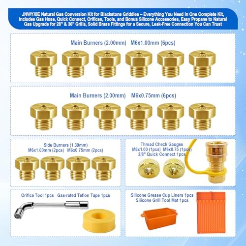 5249 Natural Gas Conversion Kit for Blackstone Grill 28" 36" Griddle,for Blackstone Natural Gas Conversion Kit w/10 FT Natural Gas Hose,Silicone Grill Tool Mat,Grease Cup Liner,3/8" Quick Connect Etc. - Image 7