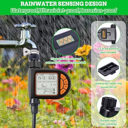 Automatic Drip Irrigation System Kit - 226FT with LCD Timer, 3 Sprayer Types Automatic Garden Watering System, 1/2 Inch Hose 1/4 Inch Distribution Tubing Garden Watering Solution for Outdoor Plants - Image 6