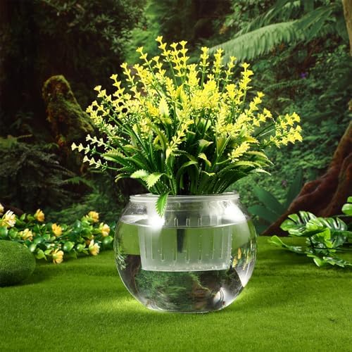 OSALADI Transparent Hydroponic Glass Plant Water Storage Bottle with Removable Watering Planter Basket Self-Watering Flowerpot for Indoor Desktop Office Cafe Large Capacity Reservoir - Image 6