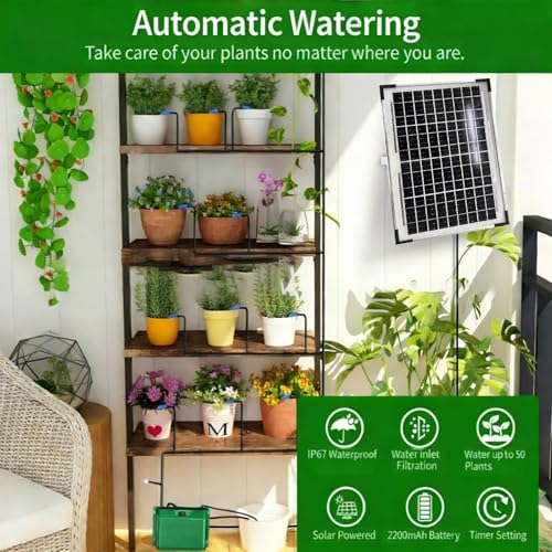 Sun Powered Automatic Drip Watering with 50 Emitters for Garden Bushes and Outdoor Cultivation Solar Automatic Plant Watering - Image 5