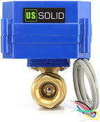 U.S. Solid 1/2" Motorized Ball Valve - 9-24V DC Brass Electric Valve, Normally Closed (N.C.), Full Port, 5-WIRE Control with Open/Closed Signal Output by USSolid