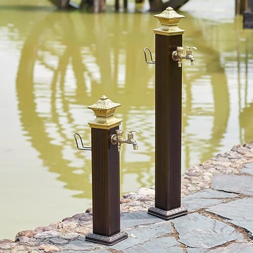 Freestanding Garden Hose Holder with Full Copper Faucet Free Standing Water Column for Home Garden Insulation and Antifreeze Yard Hydrant Frost Proof Water Feature Fountain，Stainless Steel Cyli(44in/1 - Image 5