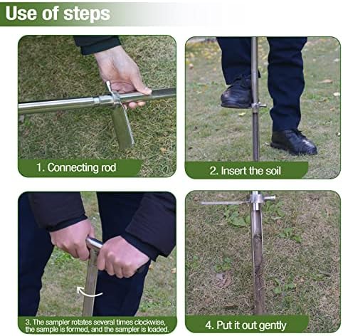 36" Soil Probe, Stainless Steel Soil Sampler Probe with Foot Pedal and Reusable Sample Bags, Soil Test Kits for Lawn Plant Garden Farm Soil Sampling - Image 5