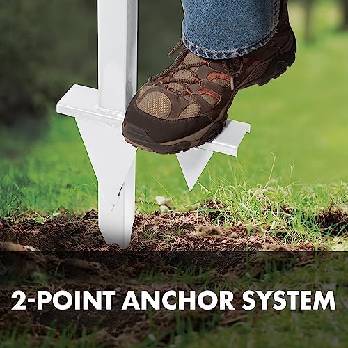 Aqua Joe SJ-SHSBB-WHT Steel Garden Hose Stand with Solid Brass Faucet and Quick Install Anchor Base, White - Image 3