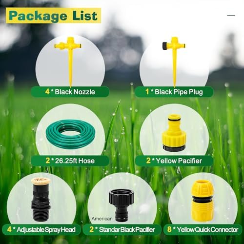 UCINNOVATE Garden Sprinkler, 360°Rotation Lawn Sprinklers, Garden Above Ground Sprinkler System Kit, Large Area Coverage, Watering Systems for Yard, Large Garden Watering System with 52.5FT Hose - Image 2