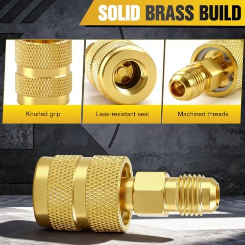 2‑Pack Low Loss Fittings HVAC, 1/4" Male‑Female Brass Refrigerant Adapter - Image 4