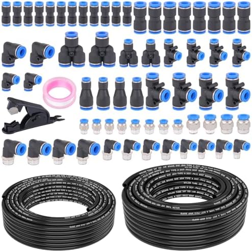 68 Pcs 50FT 1/4" 3/8" DOT Air Line with Quick Connect Air Fittings by XaXmTee