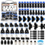 70PCS 1/4" OD Quick Connect Air Hose Fittings Kit, Push to Connect 1/4 1/8 3/8 1/2 NPT Threads&Reducer Pneumatic Line Assortment for Air Compressor, Air System, Auto and Trailer Repair by Unknown