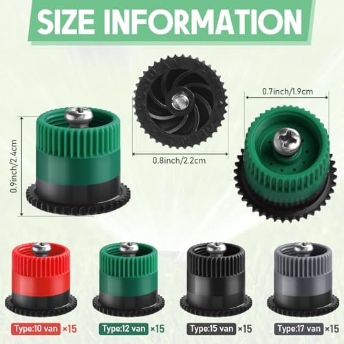 Honoson 60 Pcs Sprinkler Heads Replacement, 10/12/15/17 Van, 4 Colors - Image 2