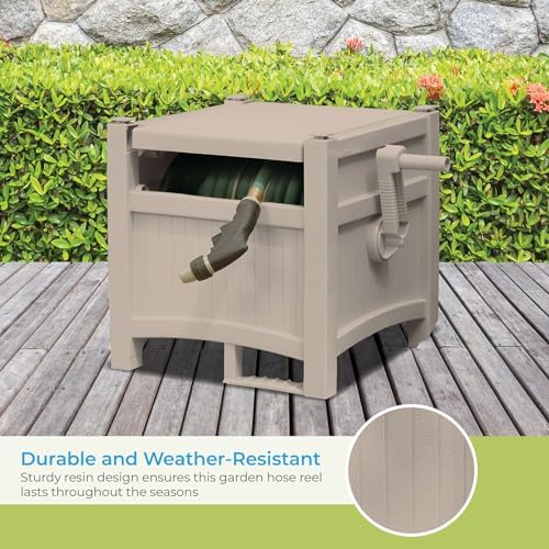 Suncast 100' Garden Hose Reel Hideaway for 5/8" Vinyl Hose, Light Taupe - Image 4