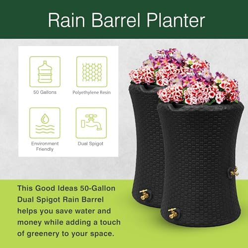 Good Ideas Impressions Nantucket Rain Water Collection Barrel, 50 Gallon - Image 2