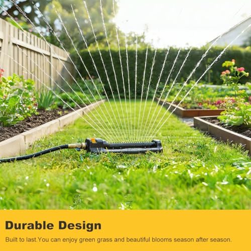 FANHAO Oscillating Sprinkler for Yard, Garden and Flower Beds, Covers Up to 3,600 sq. ft., Durable Lawn Sprinkler with 19 Precision Nozzles, Adjustable Range Watering System - Image 3
