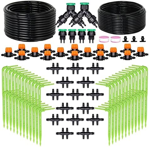 Automatic Hose Watering Garden Irrigation Kit with Green Elbow Dripper Emitter Drip System Bonsai Potted Plant Greenhouse by Unknown
