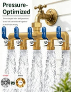 5-Way Garden Hose Splitter, Heavy-Duty Brass, 3/4" GHT, Blue - Image 7