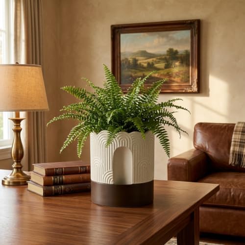 Nihow Ceramic Self Watering Pots for Indoor Plants, 6 Inch,Beige - Image 4