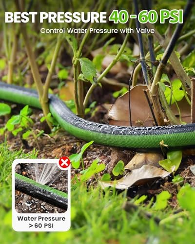 RAINPOINT 50FT Flat Soaker Hose, Flexible & Leakproof Drip Hose with Anodized Aluminum Fittings, Double Layer 80% Water-Saving Gardening Irrigation Hose, Green - Image 6