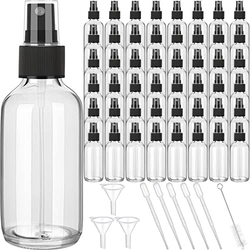Yungyan 100 Pcs 4 oz Mini Glass Spray Bottles Empty Small Essential Oil Bottles Fine Mist with 3 Funnel 5 Dropper Cleaning Brush for Hair Travel Plants Perfumes(Clear) by Yungyan