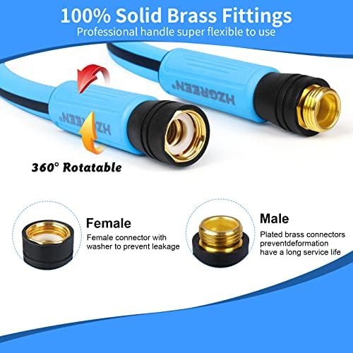 Garden Hose 5/8" x35FT, Heavy Duty 450B.P Water Hose Handle Lawn & Garden Watering Equipment 3/4" Solid Brass Fittings - Image 4