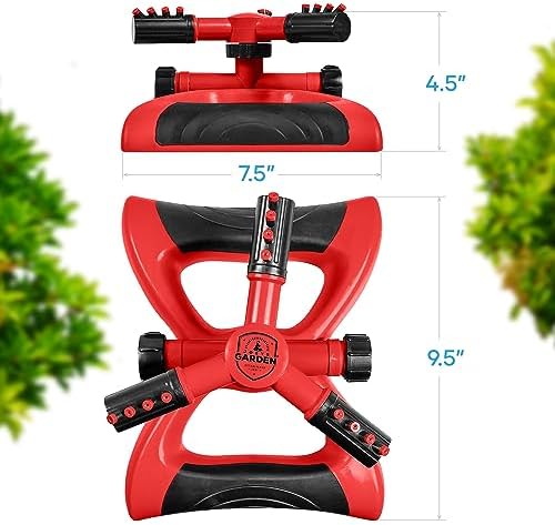 Joeys Garden Rotating Lawn Sprinkler for Yard & Kids, 360° Coverage, Red - Image 6
