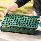 Vego garden Seedling Suite Products 10" x 20" 76 Cells Stackable Seed Starter Germination Tray with 3-in-1 Plant & Pop Board and 10" x 20" Bottom Watering Tray - Image 3