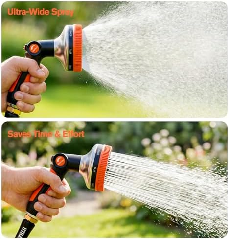 Rosy Earth Garden Hose Nozzle, 3.5" Ultra-Wide Metal Sprayer Orange 2PCS - Image 5