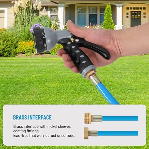Retractable Garden Hose Reel, 1/2 Inch x 100 Ft Water Hose Reel Wall Mounted, Any Length Lock, Slow Auto-Rewind, 9 Function Spray Nozzle & 180° Swivel Bracket, Garden Watering, Hose Storage - Image 7