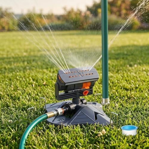 Oscillating Sprinkler with Adjustable Aluminum Riser 16 Nozzles - Image 3