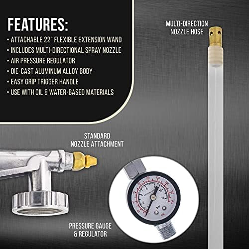 TCP Global Air Undercoating Spray Gun with Gauge, Includes 22" Long Wand - Image 3