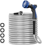 SPECILITE 100ft 304 Stainless Steel Metal Garden Hose with Blue Nozzle by SPECILITE