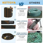 Non-Expanding Garden Hose 100 ft, Kink Free Flexible Water Hose with 10-Pattern Spray Nozzle, Lightweight Hose Pipe, Leak Proof, 3/4" Swivel Connectors, Super Fabric, Portable Storage Strap - Image 6