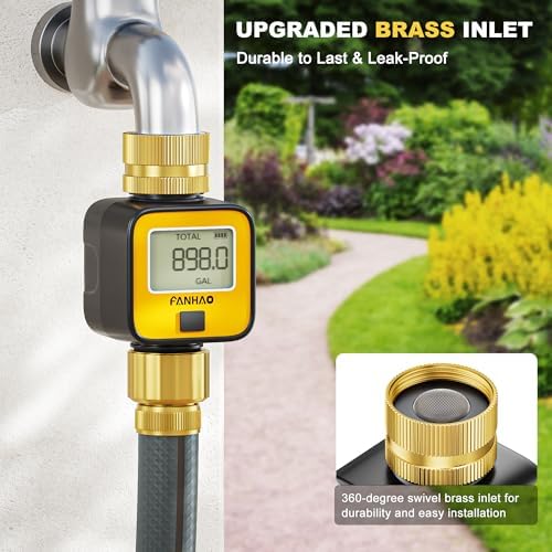 FANHAO 2 Pack Water Flow Meter with Brass Inlet+Heavy Duty Garden Hose Nozzle - Image 6