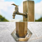 Floor Mounted Faucet Outdoor Water Pipe Vertical Fountain Irrigation Column,304 Stainless Steel Freestanding Hexagon Garden Water Column Fountain with Retro Faucet, 50cm Tall Outdoor Decorat - Image 4