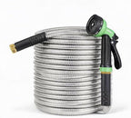 75FT Heavy-Duty Stainless Steel Garden Hose with Spray Nozzle, No-Kink Design by TackMind