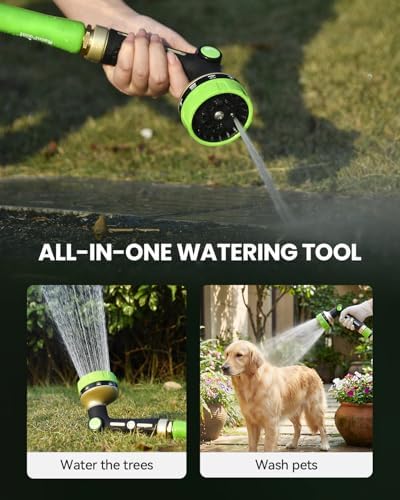 RAINPOINT Garden Hose Nozzle - 100% Heavy Duty Metal Thumb Control Spray Nozzles for Garden Hose High Pressure, 10 Pattern Water Hose Nozzle for Car Wash, Watering Lawn, Pets, Forest Green - Image 6