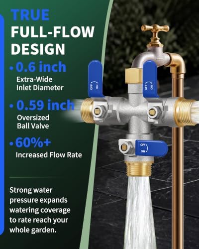 3 Way Hose Splitter, Heavy Duty Brass Garden Water Hose Splitter - Image 5