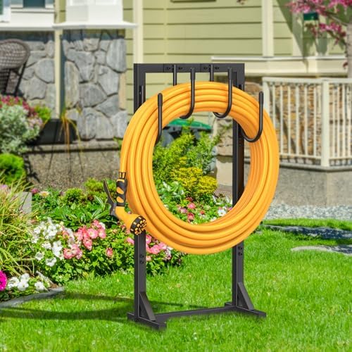 Garden Hose Holder Reel, Upgraded Metal Hose Reels Holds 150ft Hose with 4 Large hooks, Heavy Duty Freestanding Water Hose Holders, Detachable Hose Storage Hanger for Outside - Image 6