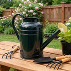 LONGRUN 2.3 Gallon Dark Green Metal Watering Can Gold Nozzle for Plants and Garden with Removable Spout, Made of Galvanized Iron - Image 6