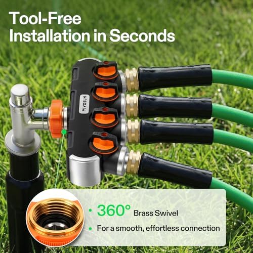 VIVOSUN Garden Hose Splitter 4 Way, Heavy Duty Water Hose Connector 3/4", Water Hose Manifold, Faucet Adapter with Comfortable Rubberized Grip for Drip Irrigation, Lawns (Pack of 2) - Image 5